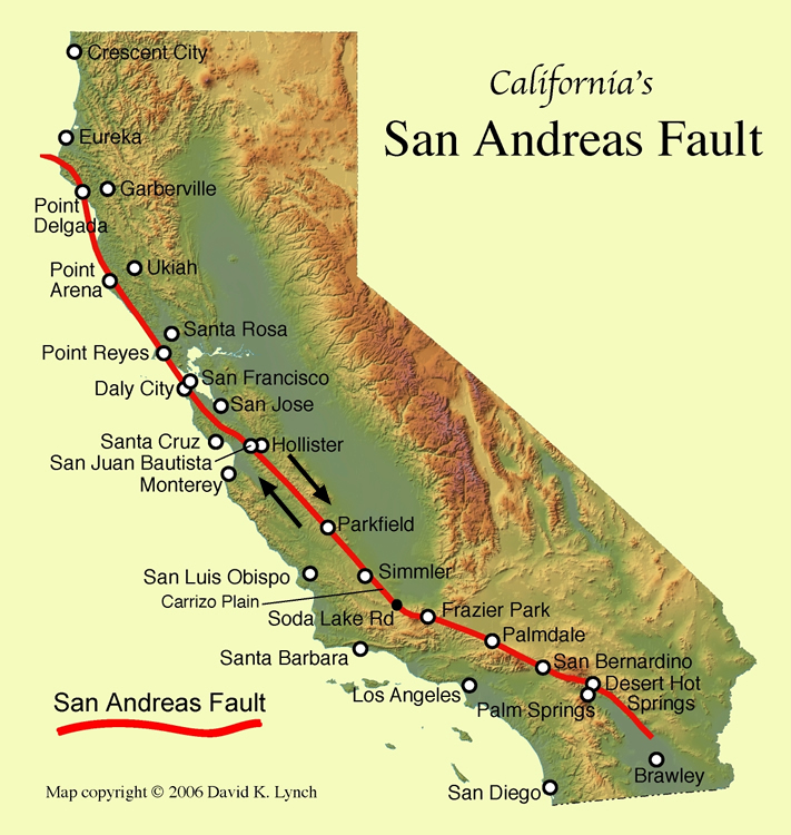 San Andreas Fault Line Fault Zone Map and Photos