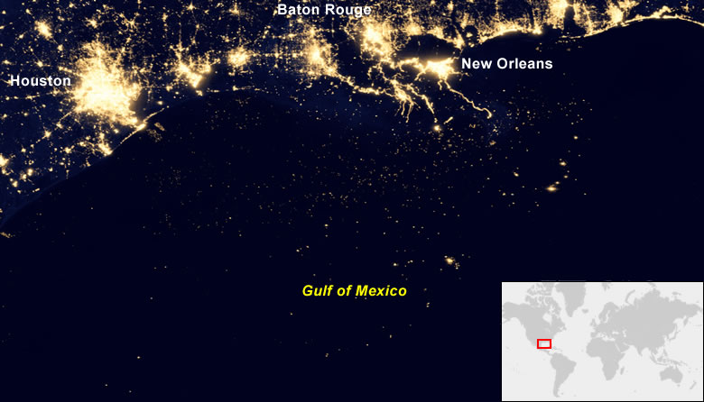 Gulf of Mexico oil fields from space