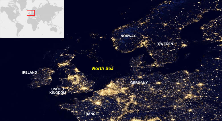 North Sea oil fields from space