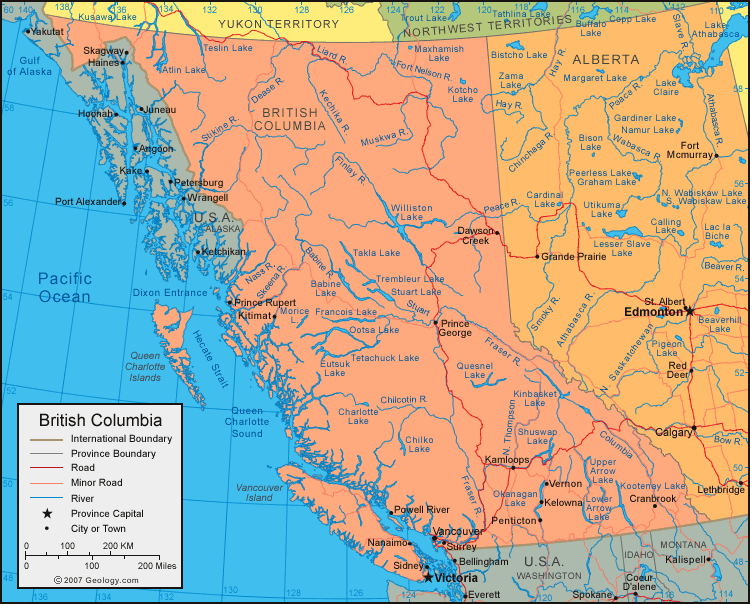 Map Of British Columbia. British Columbia map