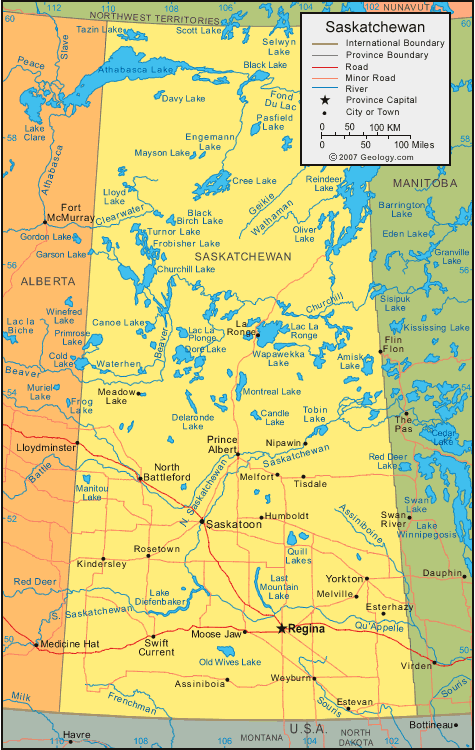 Detailed Saskatchewan Map