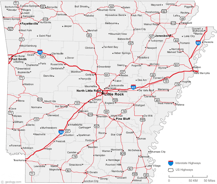 Map of Arkansas Cities - Arkansas Road Map