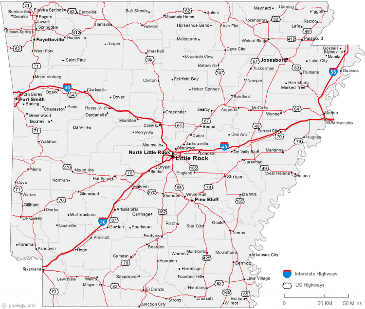 Map of Arkansas Cities Arkansas Road Map