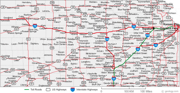 Map of Kansas Cities - Kansas Road Map