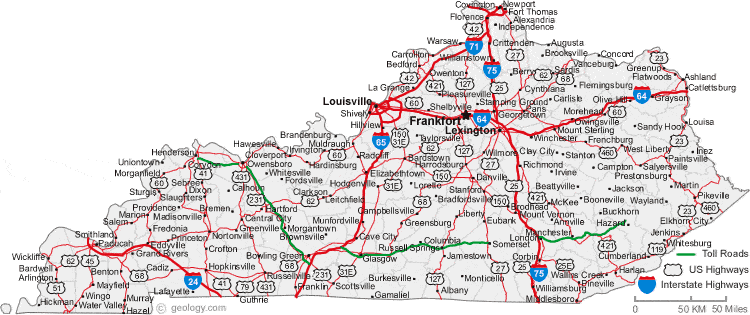 Map Of Ohio And West Virginia. map of Kentucky cities