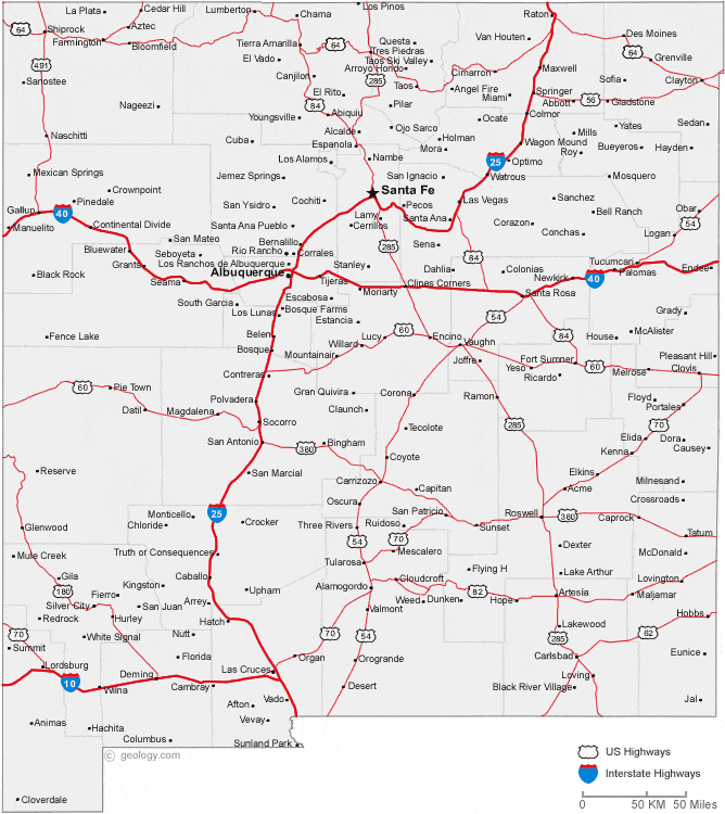 maps of arizona cities. map of New Mexico cities