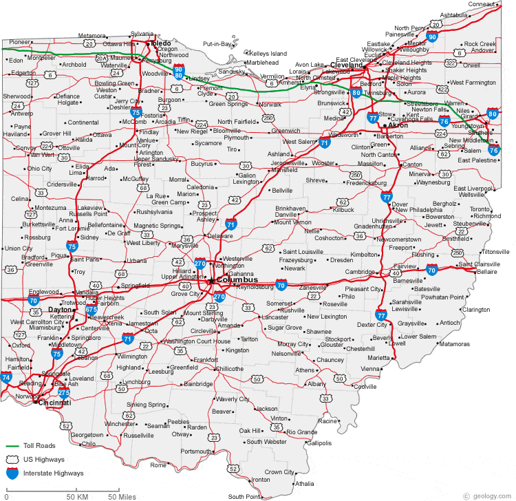 map of pennsylvania cities. map of Ohio cities