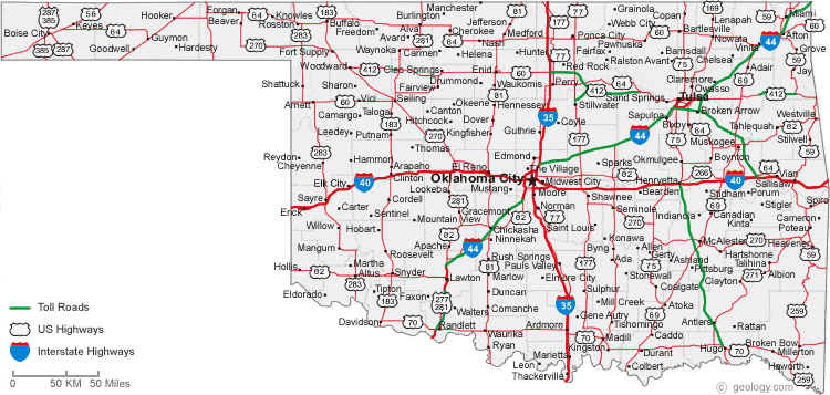 Map of Oklahoma Cities Oklahoma Road Map