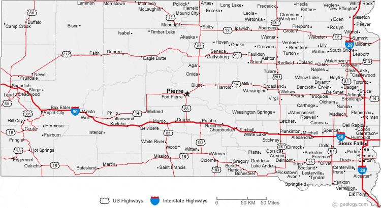 Map of South Dakota » Travel