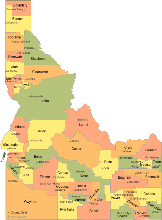 Idaho Map Of Counties 