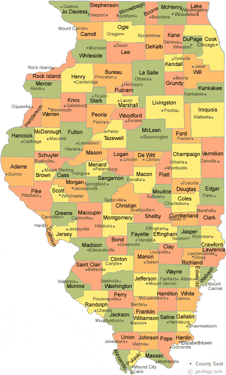 Illinois map of counties