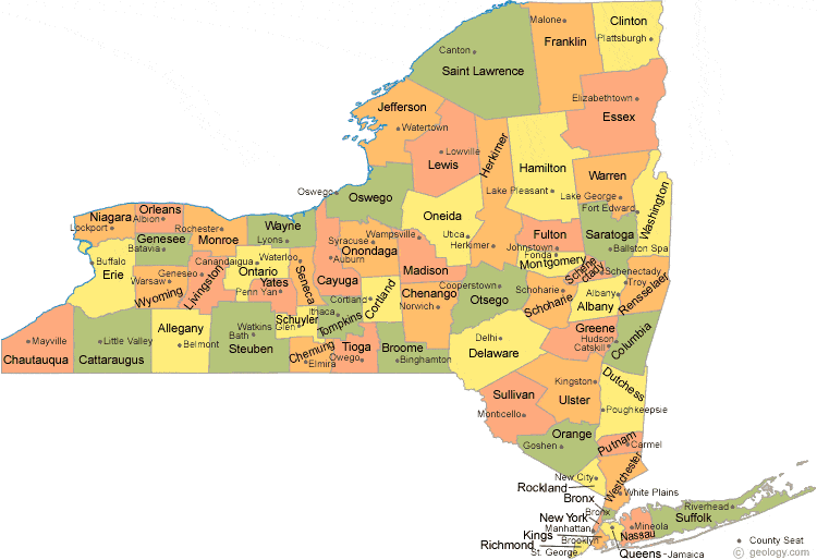 new york state map with counties. Map of New York Counties