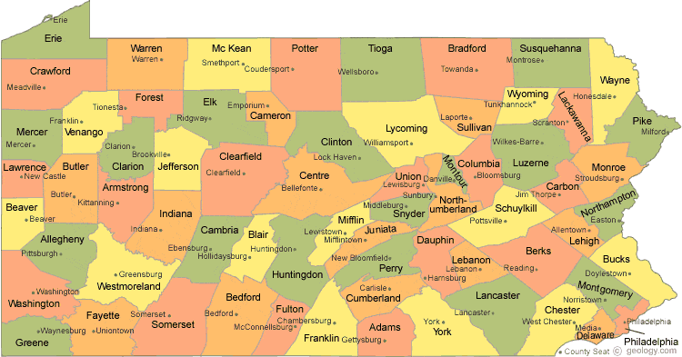 Printable Pa County Map 4461