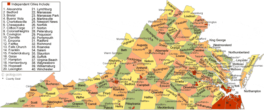 map of virginia cities