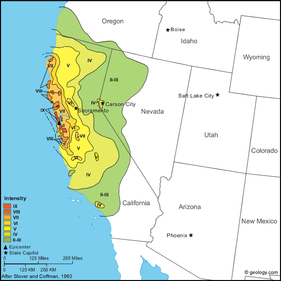 SAN FRANCISCO EARTHQUAKE Isoseismal Map