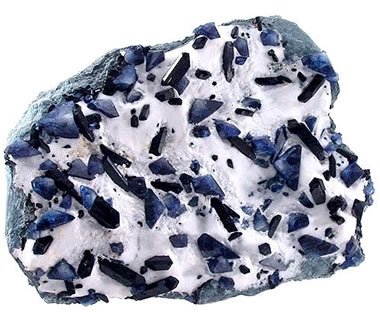 benitoite crystals with neptunite crystals