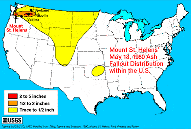 Mount St. Helens ashfall map