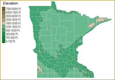 Minnesota elevation map