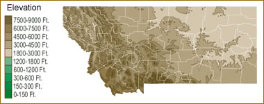 Montana elevation map