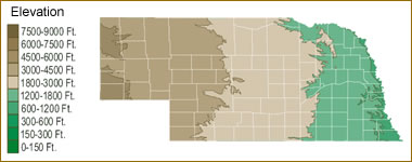 Nebraska elevation map