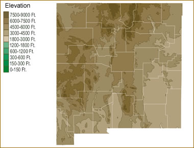 New Mexico elevation map