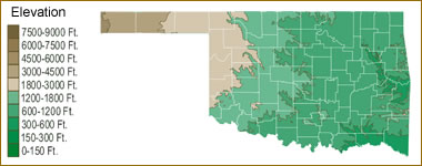 Oklahoma elevation map
