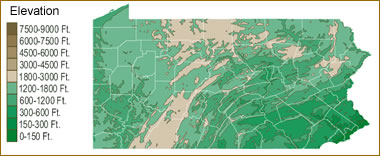 Pennsylvania elevation map