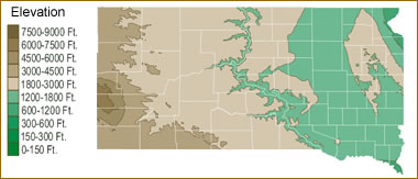 South Dakota elevation map