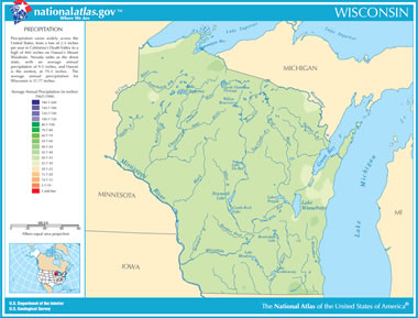 wisconsin map rivers lakes water streams precipitation maps geology