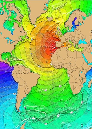 Atlantic Ocean tsunami from Lisbon, Portugal earthquake