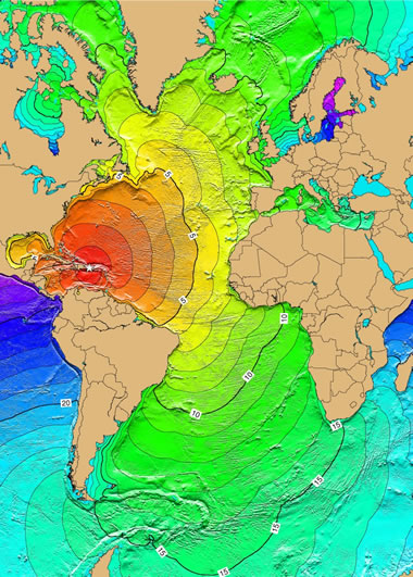 Atlantic Ocean tsunami from Puerto Rico earthquake