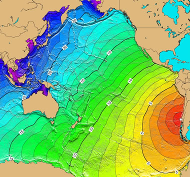Pacific Ocean tsunami from Southern Chile earthqake