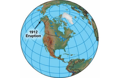 Novarupta location on a globe