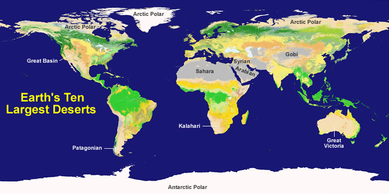desert map largest deserts earth major location ten worlds showing surface shows generalized