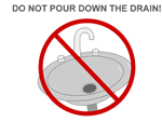 Do NOT pour down sink