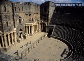 A Roman theatre built partially from basalt, Bosra, Syria