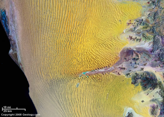 Satellite image of Namib Desert