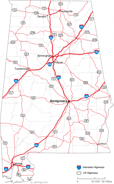 alabama map of counties. Map of Alabama Cities