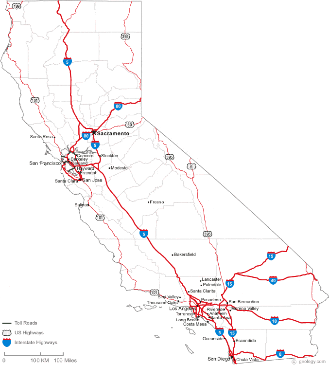 California+state+map+with+cities