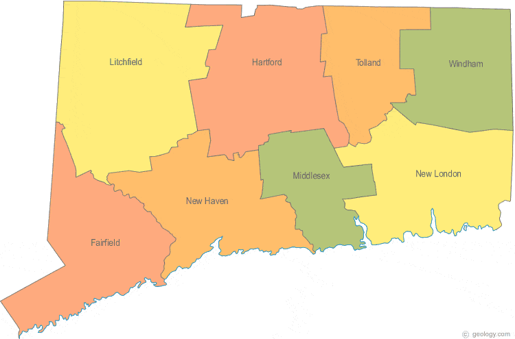 connecticut physical map