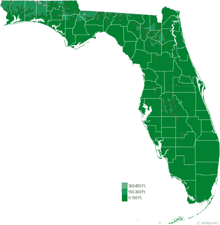 FLORIDA STATE Map - Cities, Roads, Counties, Rivers, Lakes, Topo