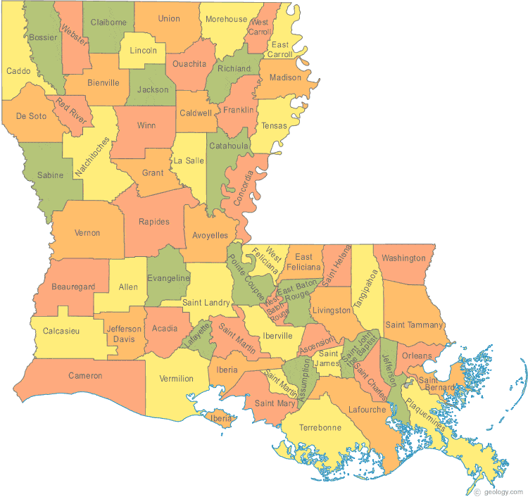 Louisiana county map