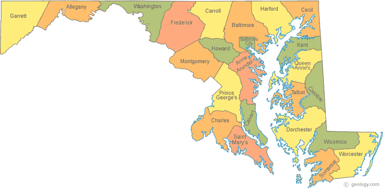 Detailed Map Of Maryland With Cities