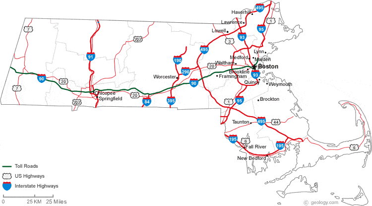 map of massachusetts cities. Map of Massachusetts Cities