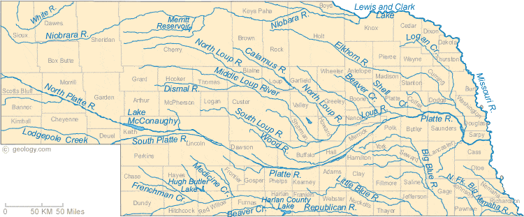 Geoloical map of nebraska