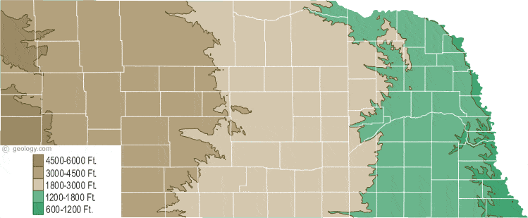 Nebraska elevation map