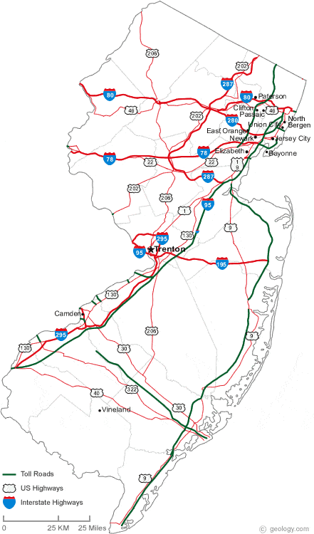 map of New Jersey cities