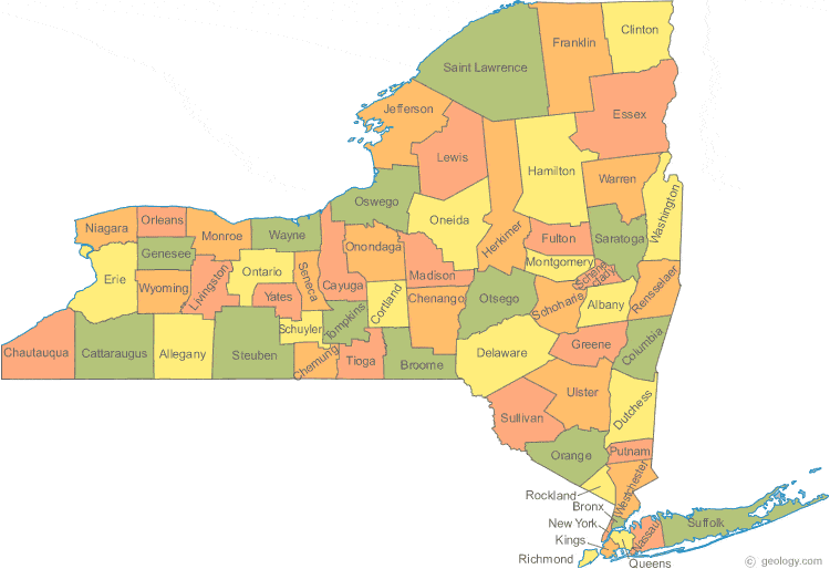 new york map. New York County Map - New York