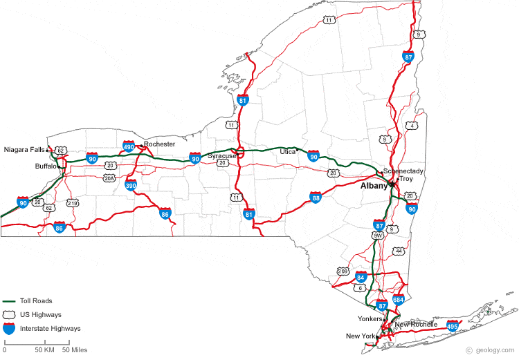 new york state map cities. Map of New York Cities - New