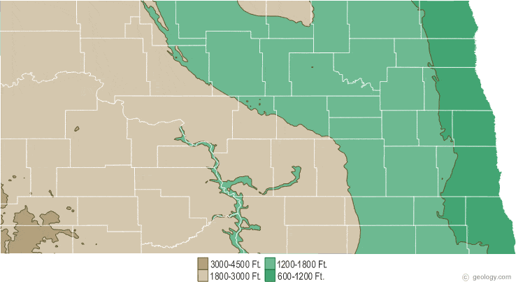 North Dakota elevation map